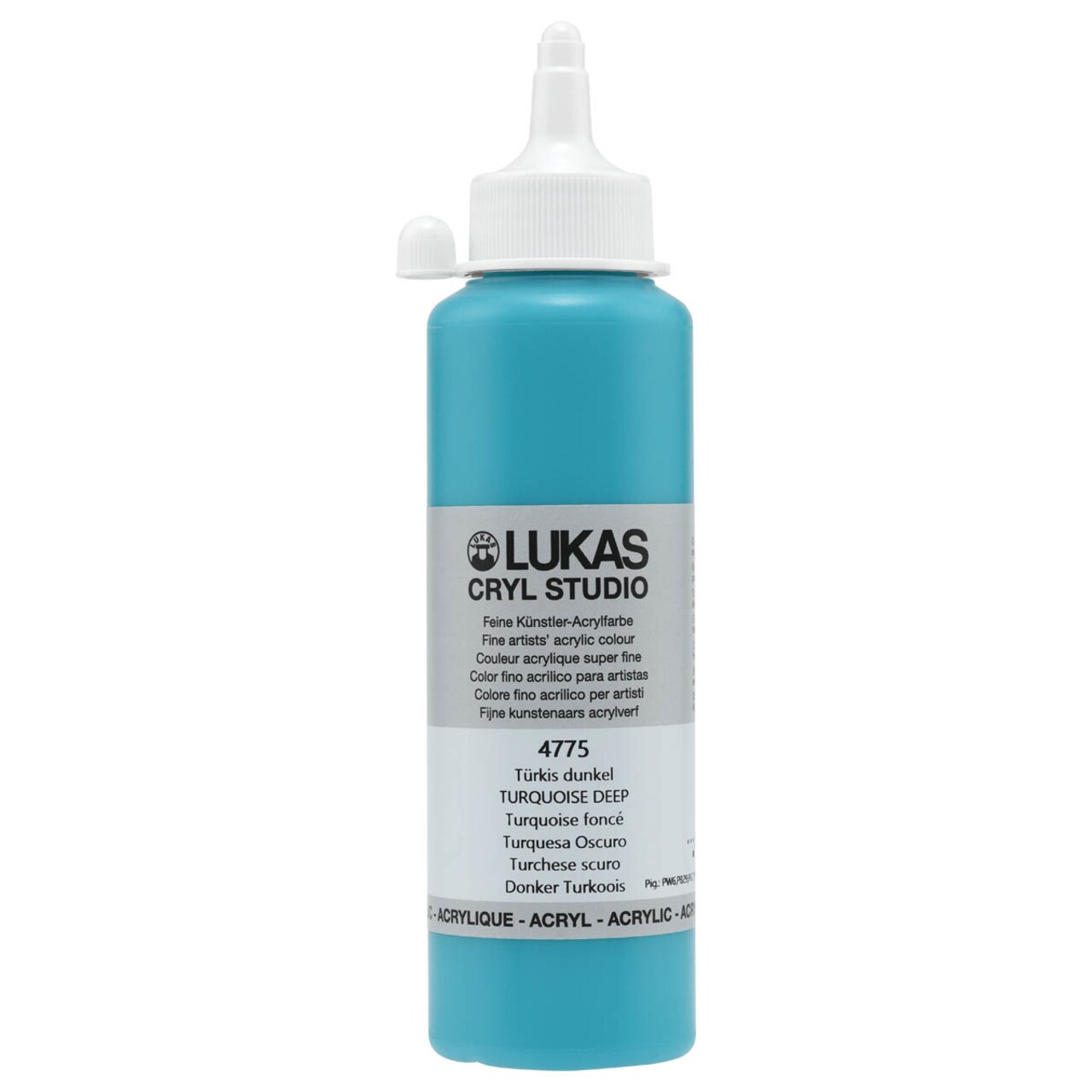 Lukas CRYL Studio Artist Acrylic Paint, Turquoise Deep, 250 ml Bottle - High Pigment Acrylic Paints for Canvas Painting, Large Scale Works - Medium-Viscosity, Water-Mixable, Fast Drying